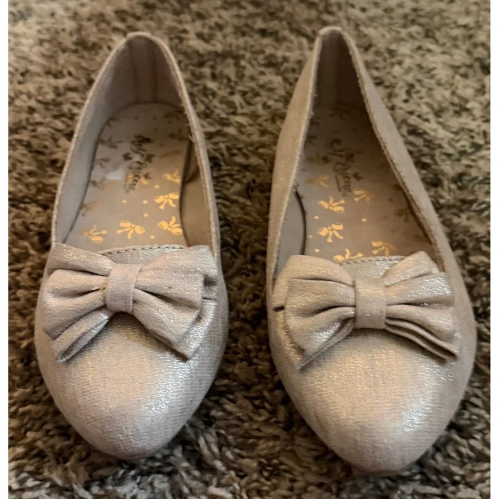 Self-Esteem Girls Glittery Light Pink Flats Delicate bow Size 1